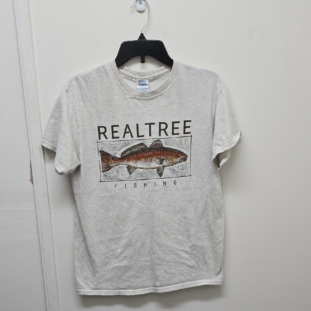 Realtree Fishing Tee - Cream and Brown - Size M